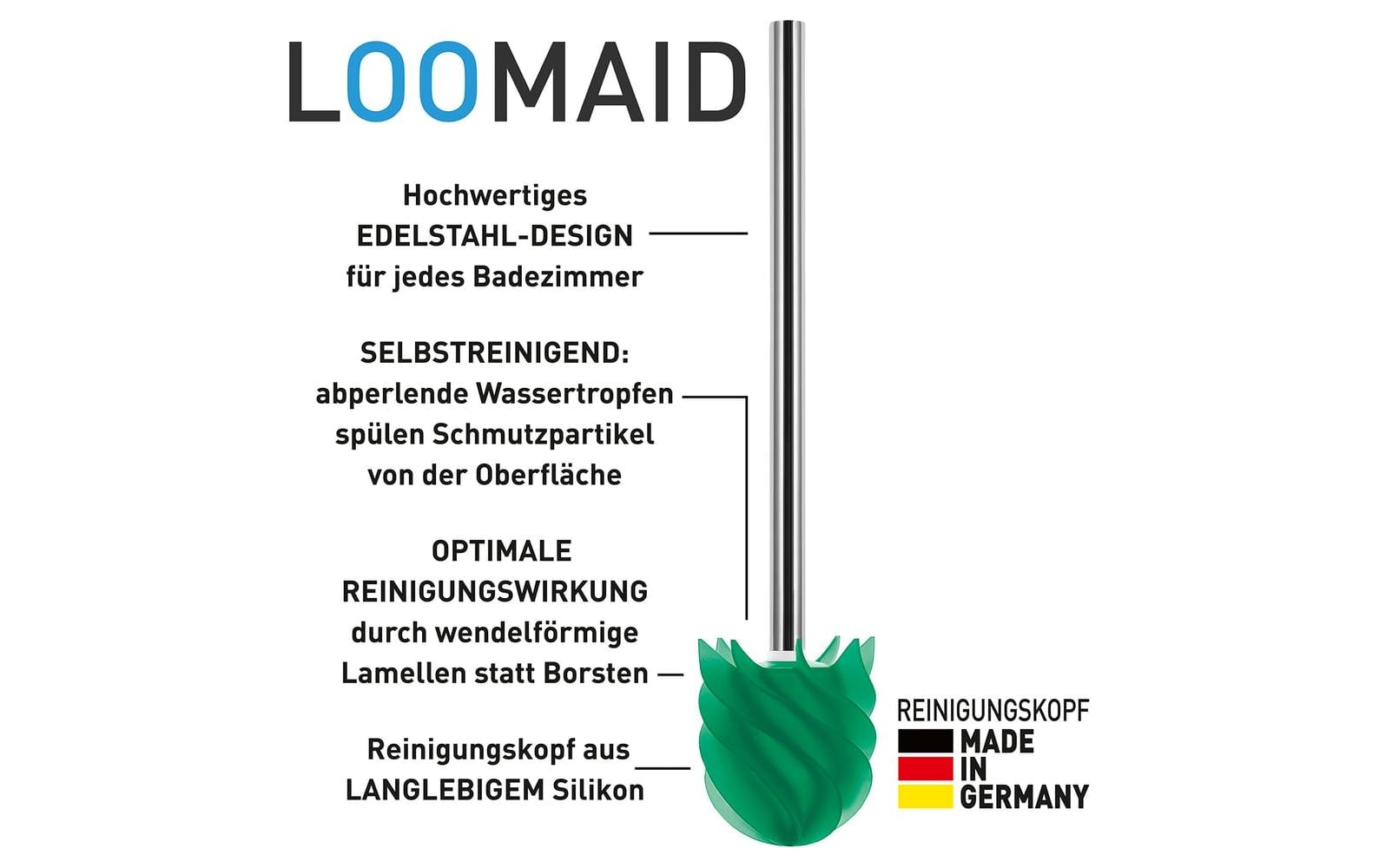 Loomaid WC-Bürstenset – Kunststoff, Edelstahl, Grün, bodenstehend