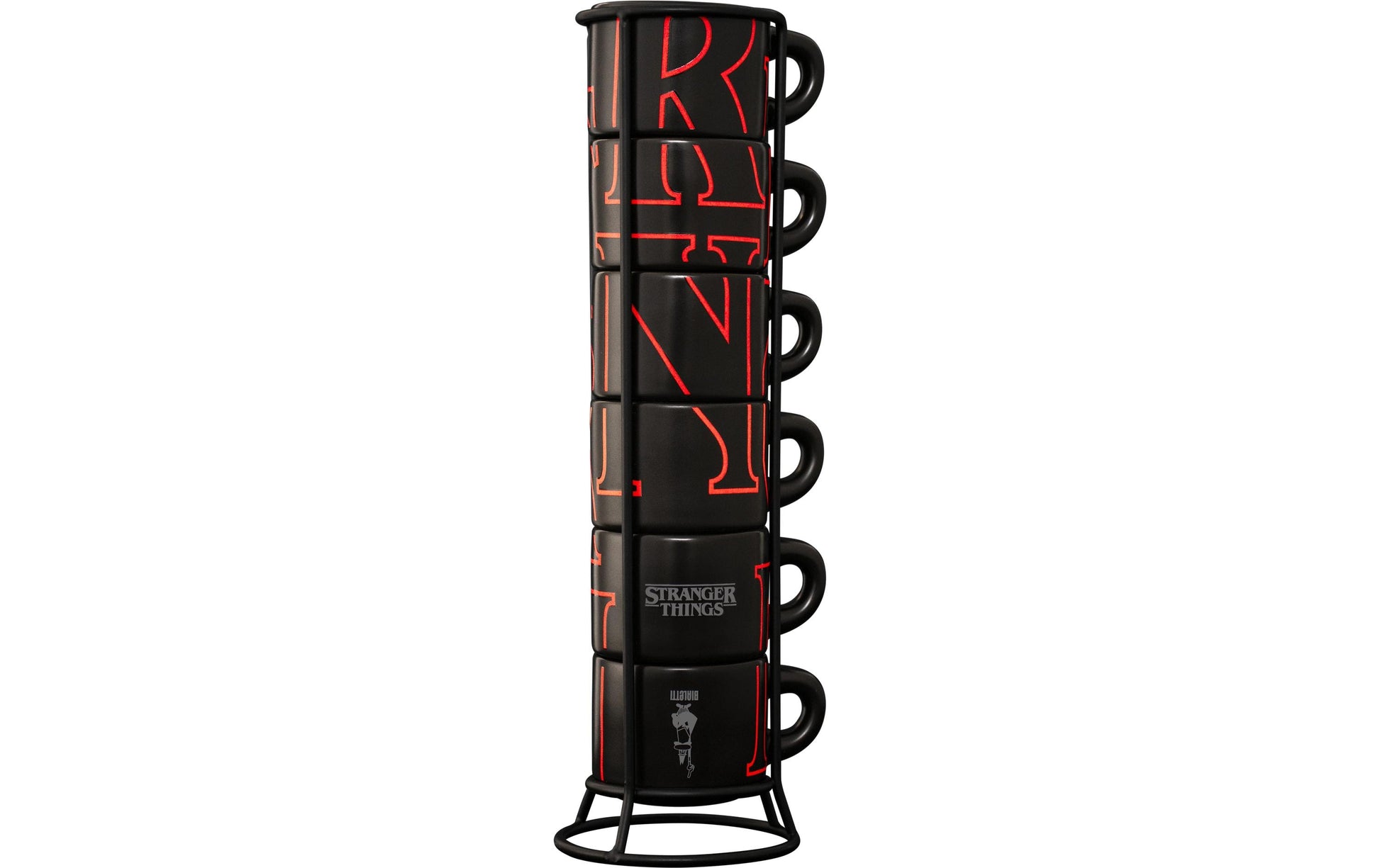 Bialetti Espressotassen Stranger Things – 6er Set, 80 ml, Keramik, Schwarz/Rot