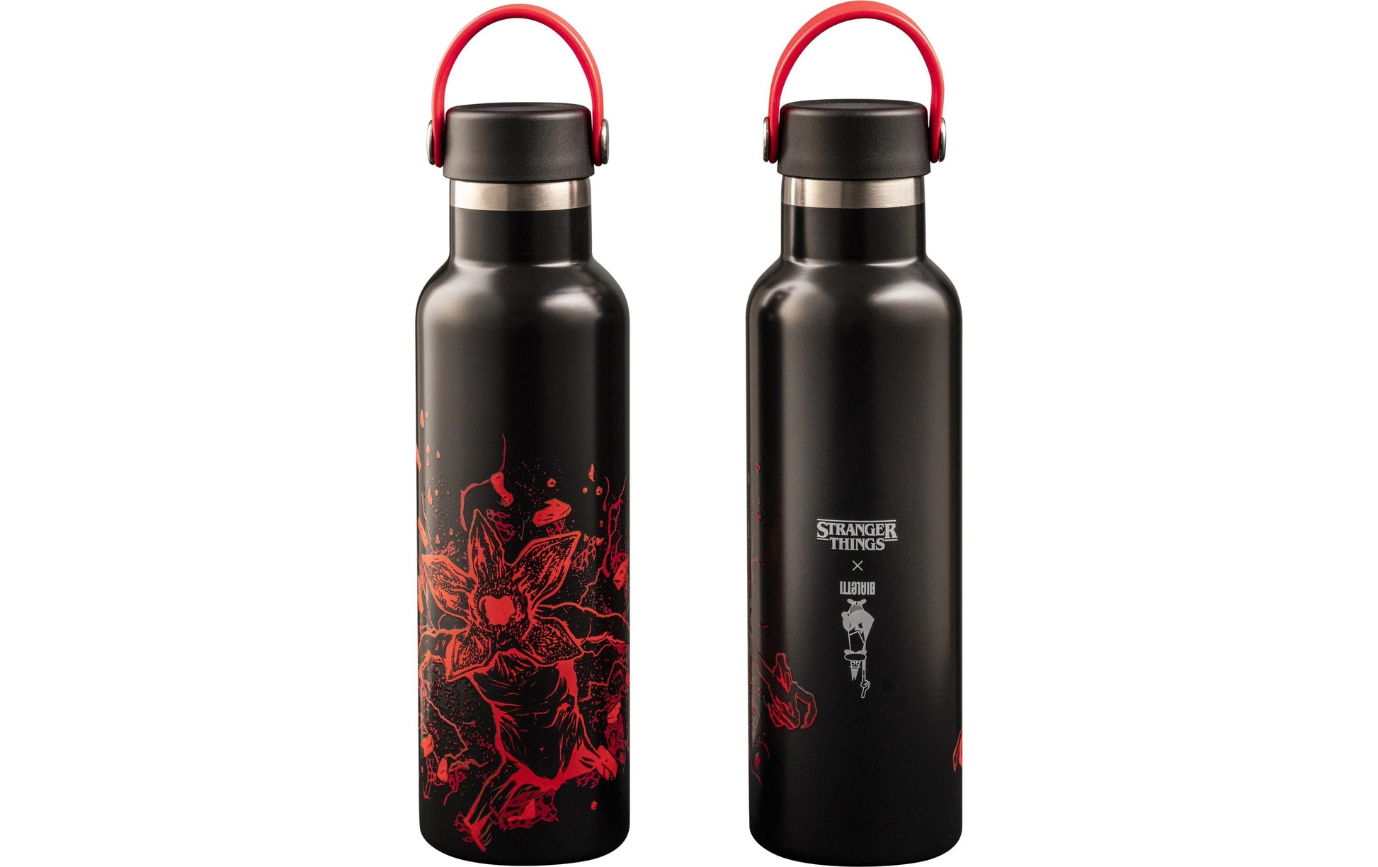 Bialetti Stranger Things Isolierflasche 600 ml – Doppelwandig, Edelstahl, Schraubdeckel, Rot