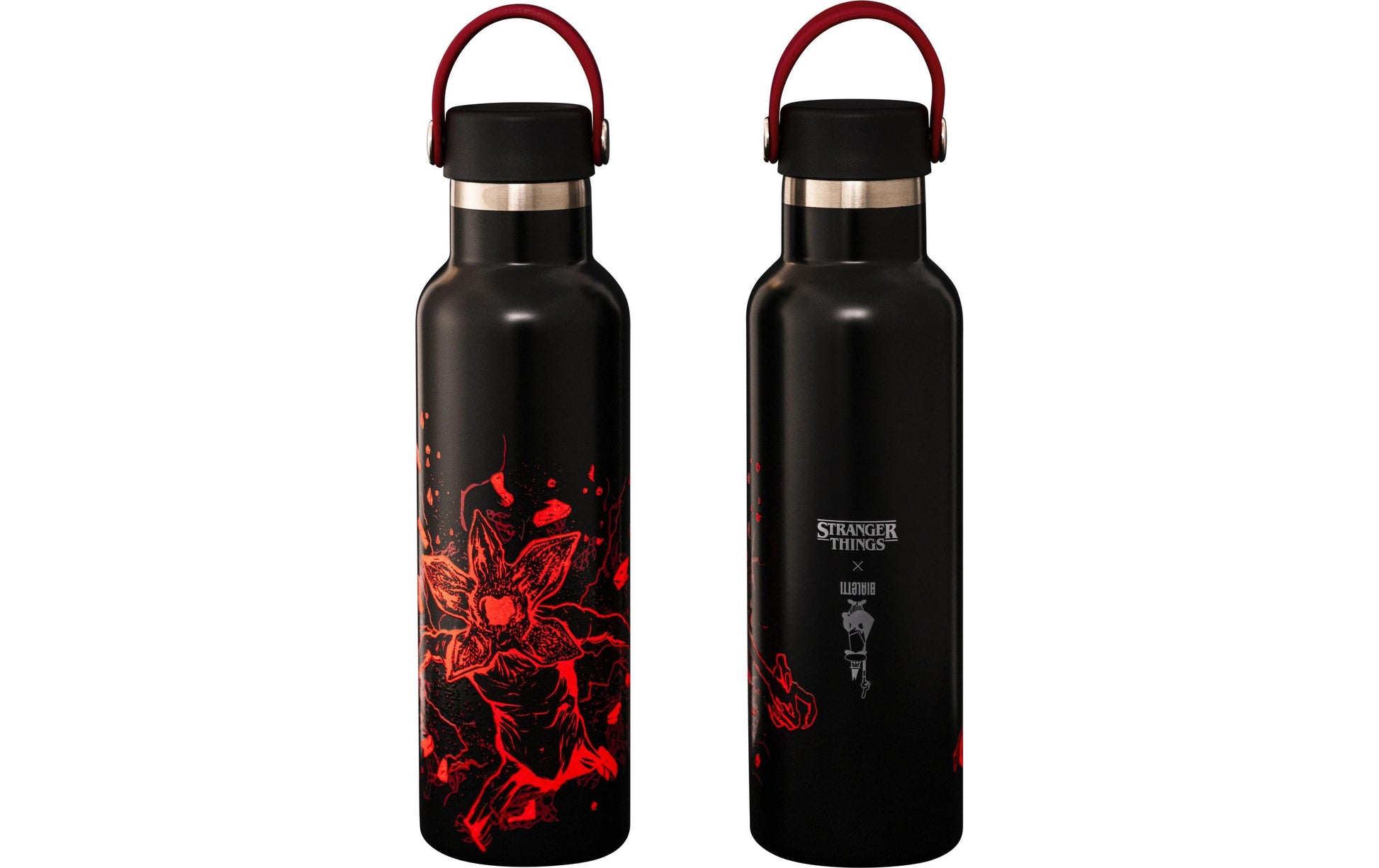 Bialetti Stranger Things Isolierflasche 600 ml – Doppelwandig, Edelstahl, Schraubdeckel, Rot