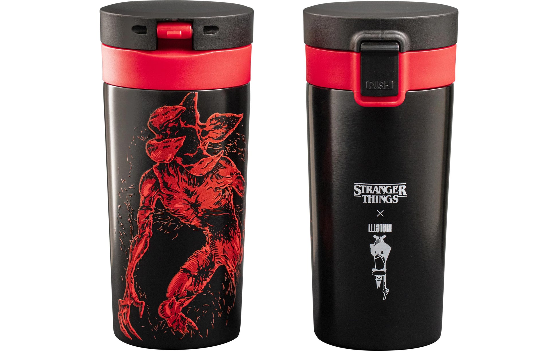 Bialetti Thermobecher 380 ml – doppelwandig, Edelstahl, Schwarz/Rot