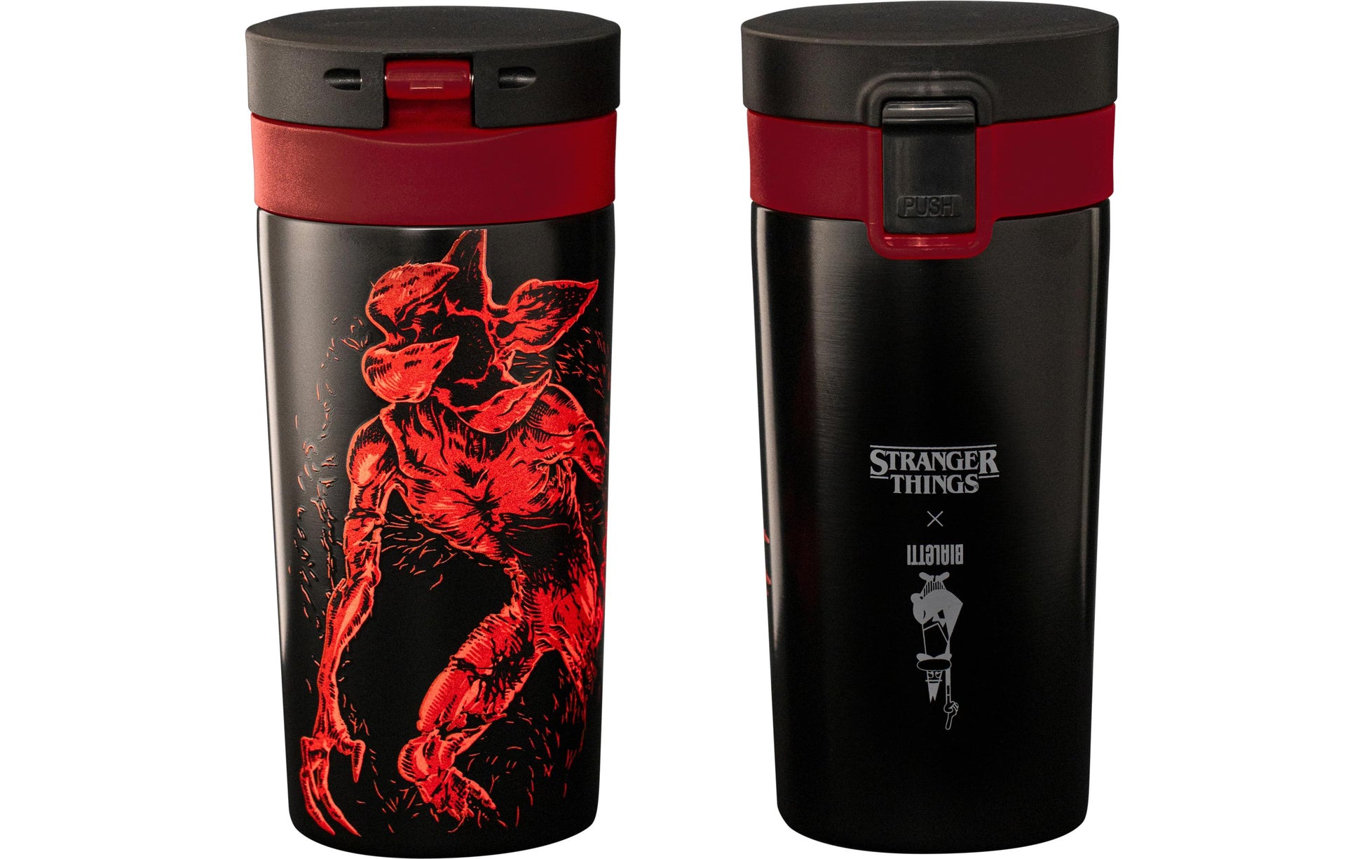 Bialetti Thermobecher 380 ml – doppelwandig, Edelstahl, Schwarz/Rot