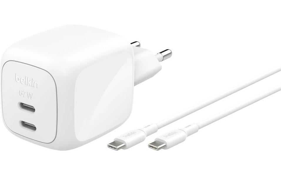 Belkin BOOSTCHARGE Ladegerät – 67 W, 2× USB-C, PD, PPS, inkl. 2 m Kabel