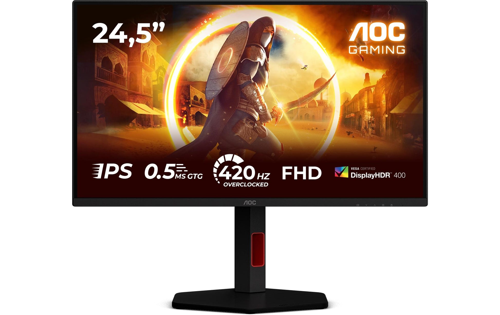 AOC 25G4KUR – Monitor, 24,5", IPS, 420 Hz, USB-Hub, Adaptive Sync, VESA 100 × 100, Schwarz