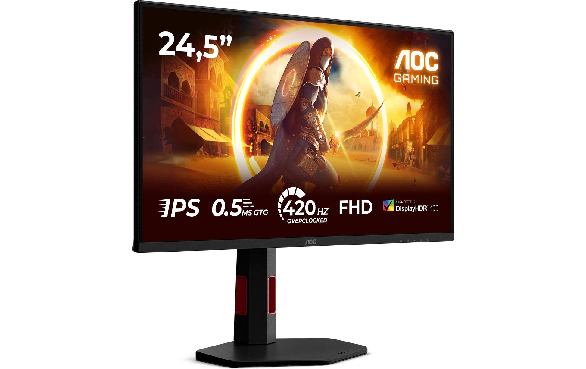 AOC 25G4KUR – Monitor, 24,5", IPS, 420 Hz, USB-Hub, Adaptive Sync, VESA 100 × 100, Schwarz