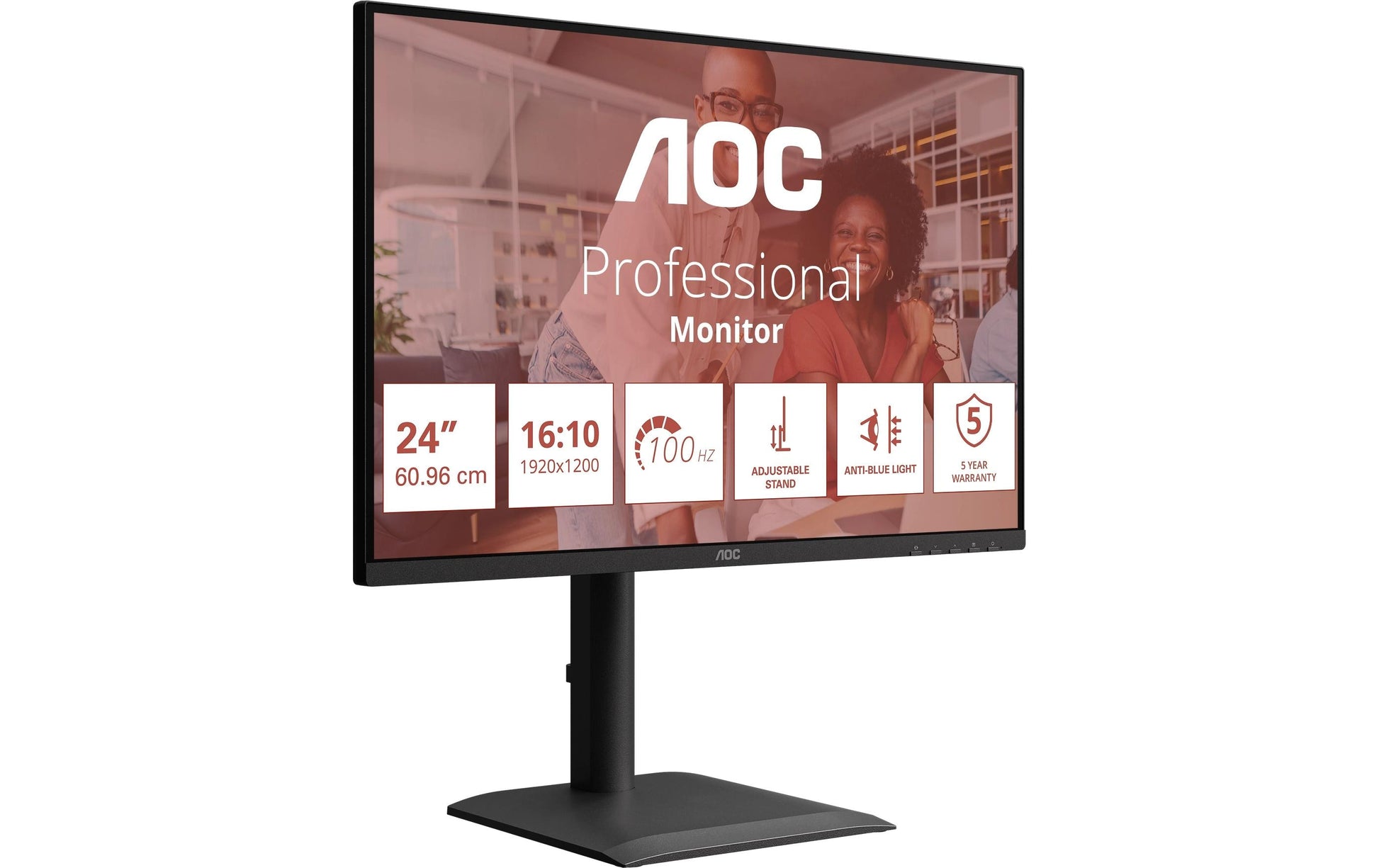 AOC 24X24E4U – Monitor, 24" 1920 × 1200 (WUXGA), IPS, 100 Hz, Lautsprecher, VESA 100 × 100, Schwarz
