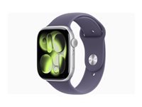 Apple Watch S11 – Smartwatch – 46 mm, GPS, OLED, 50 m, Silber, Purple Fog Sportband (S/M)