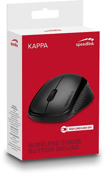 SPEEDLINK KAPPA 630011BK – Maus – Kabellos (2,4 GHz), 1600 DPI, rechts, Schwarz