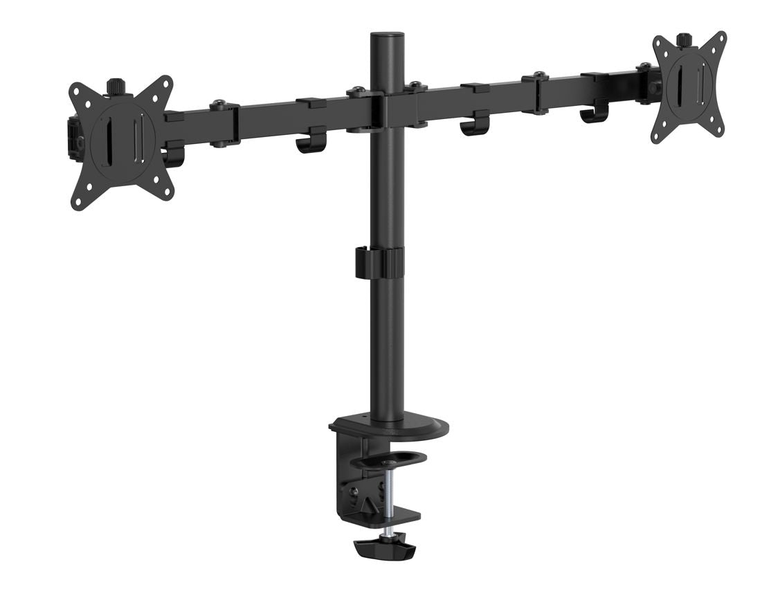 eSTUFF Tischhalterung, Dual, bis 32", VESA 75 × 75/100 × 100 mm, Schnellverschluss