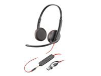 Poly Blackwire 3225 Office-Headset – Over-Ear, Stereo, Kabel, USB-C, 3,5 mm Klinke, Schwarz