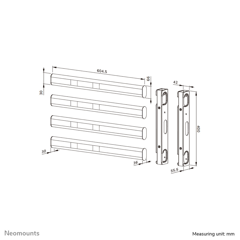 Neomounts AFL55-975BL – Erweiterungs-Set, VESA 1000×600–1500×600 mm, Traglast 160 kg, für FL55-975BL1
