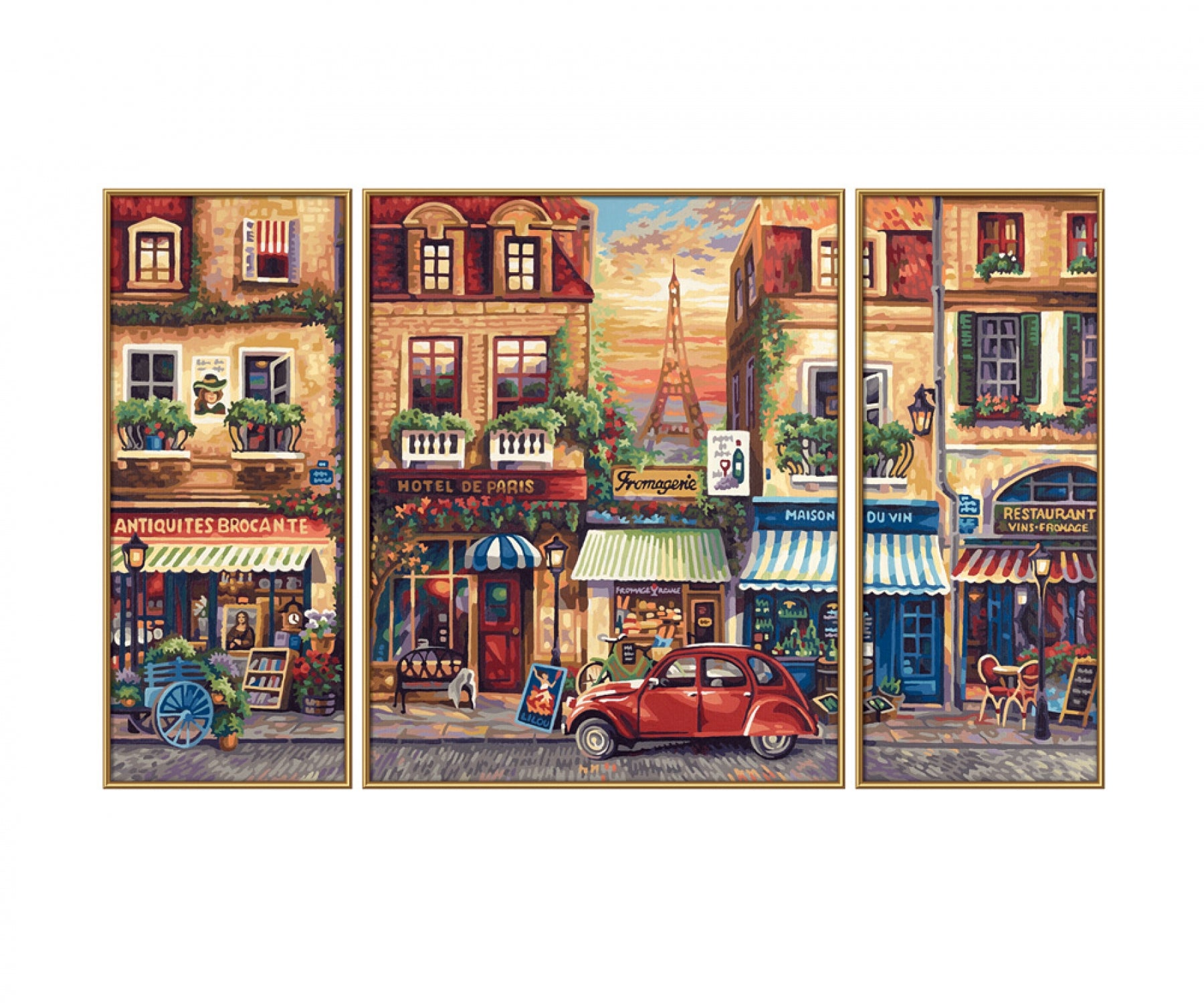 Schipper Paris Nostalgie – Malen-nach-Zahlen-Set – 3-teilig, 40 × 50 cm + 2 × 20 × 50 cm – ab 8 Jahren