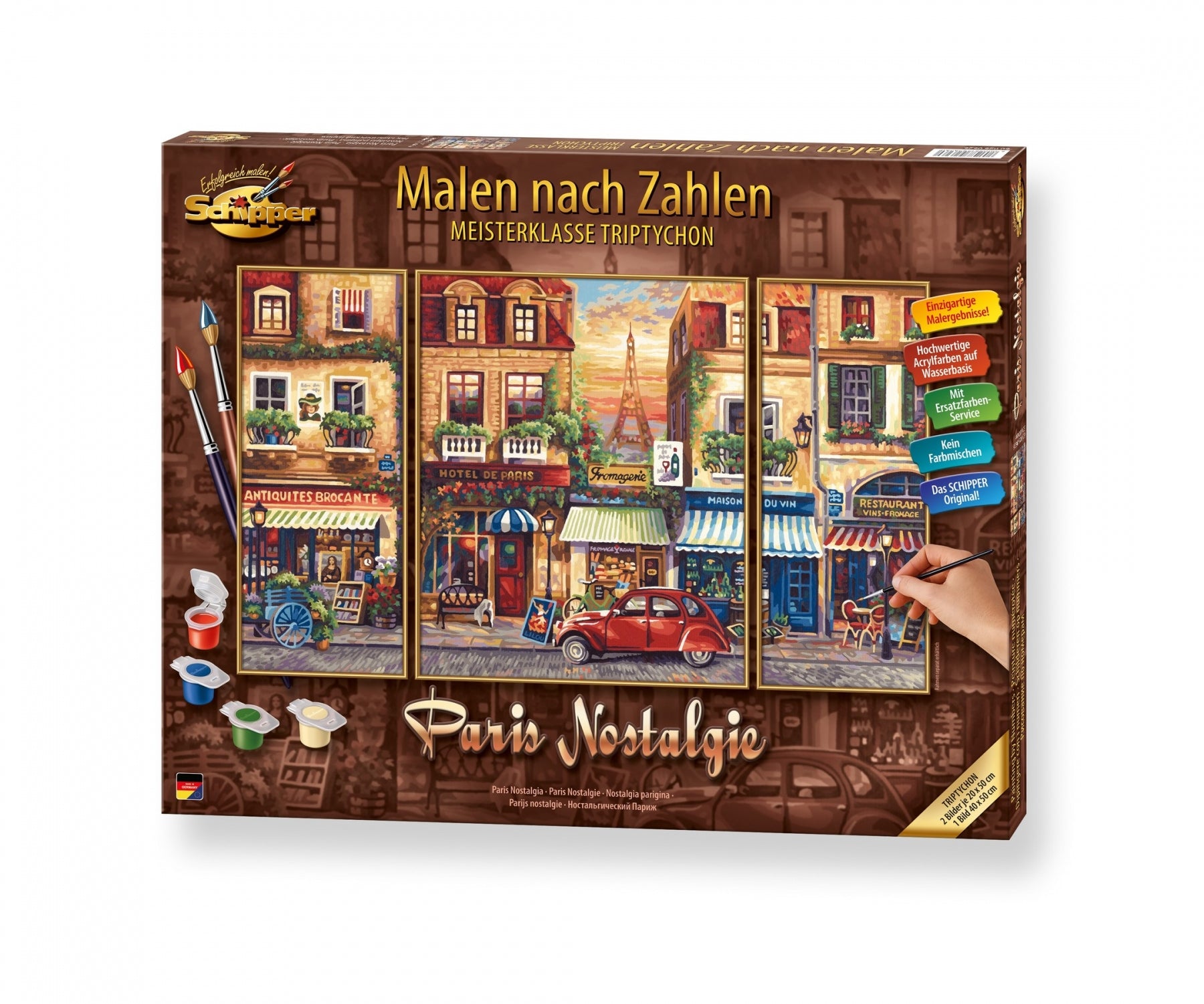Schipper Paris Nostalgie – Malen-nach-Zahlen-Set – 3-teilig, 40 × 50 cm + 2 × 20 × 50 cm – ab 8 Jahren