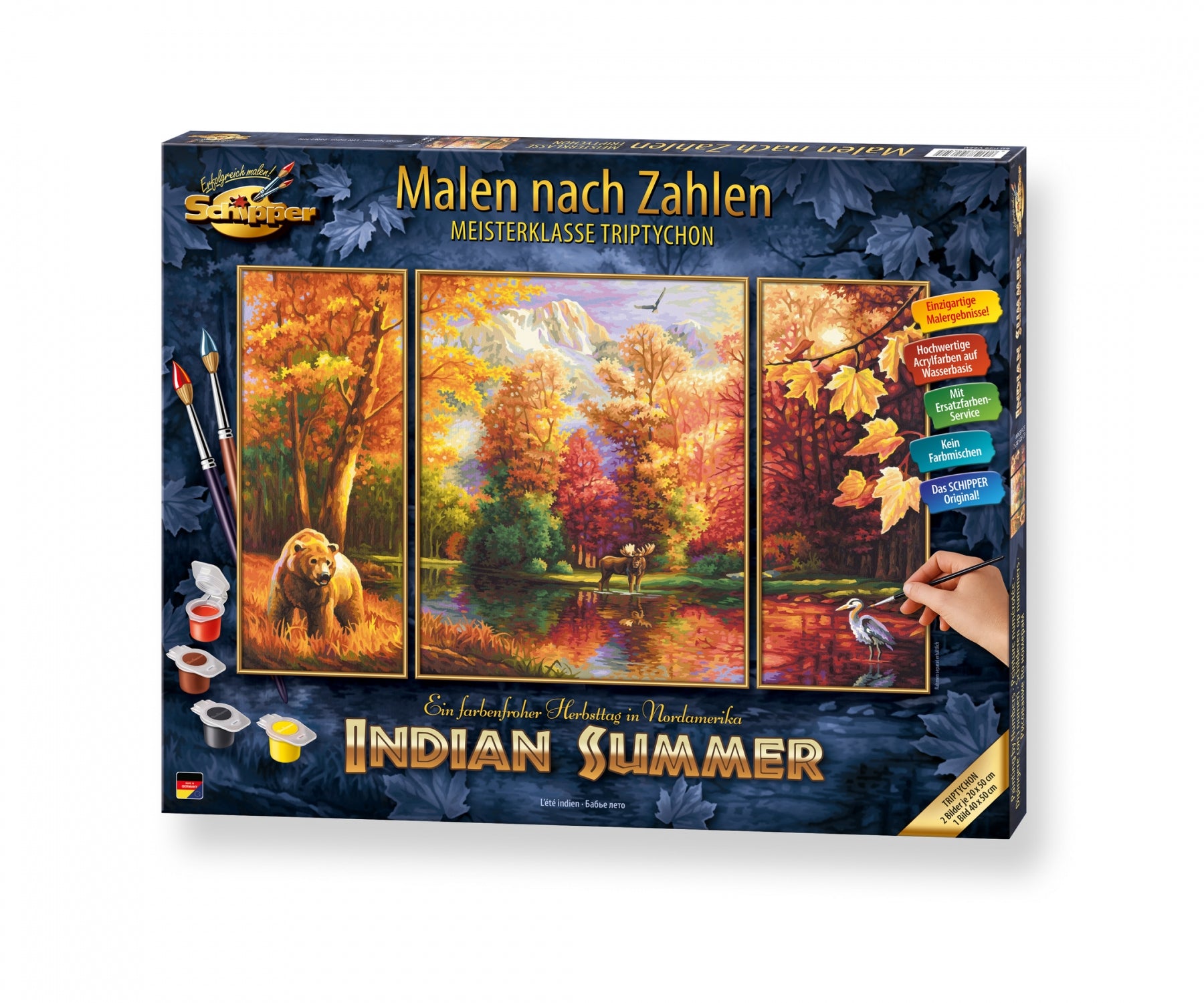 Schipper Malen-nach-Zahlen-Set Indian Summer (Triptychon) – 3-teilig, 40 × 50 cm, 20 × 50 cm – ab 8 Jahren