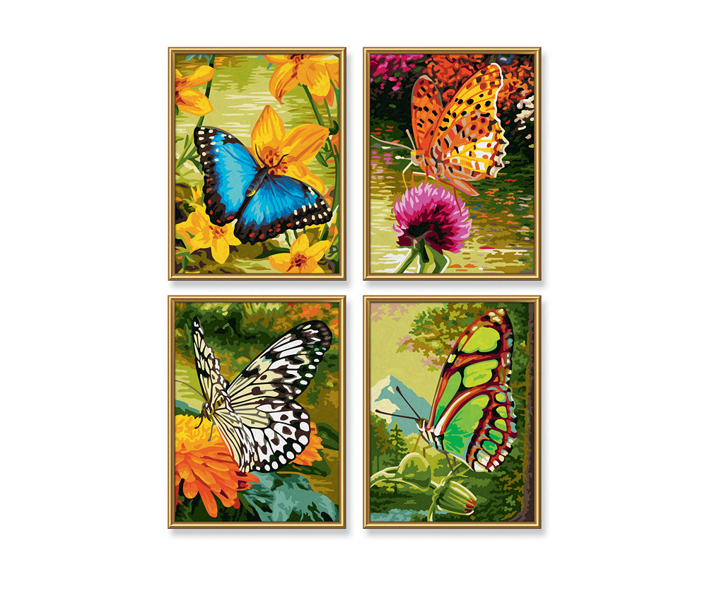 Schipper Malen-nach-Zahlen-Set – Schmetterlinge – 4-teilig, je 18 × 24 cm – ab 8 Jahren