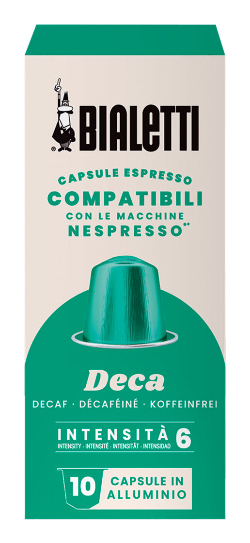 Bialetti Alu-Kapseln für Nespresso - Espresso, entkoffeiniert, Intensität 6, 10 Kapseln