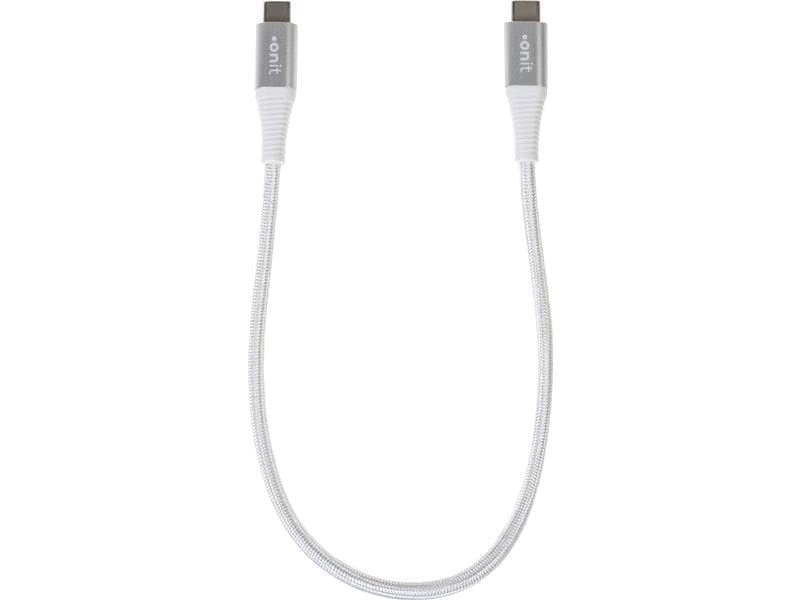 ONIT USB-C auf USB-C Kabel – USB 3.2 Gen 1 (5 Gbit/s) – 0,3 m – PD 60 W – Textilmantel, Verstärkt – Weiss