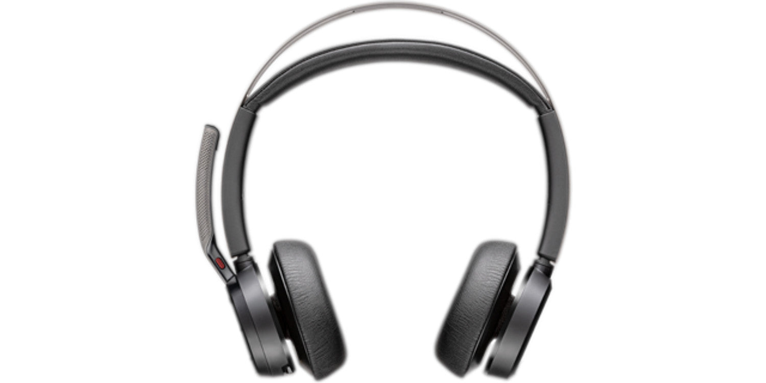 HP Poly Voyager Focus 2-M Office-Headset – Kabel + BT, ANC, mit Ladestation, Schwarz