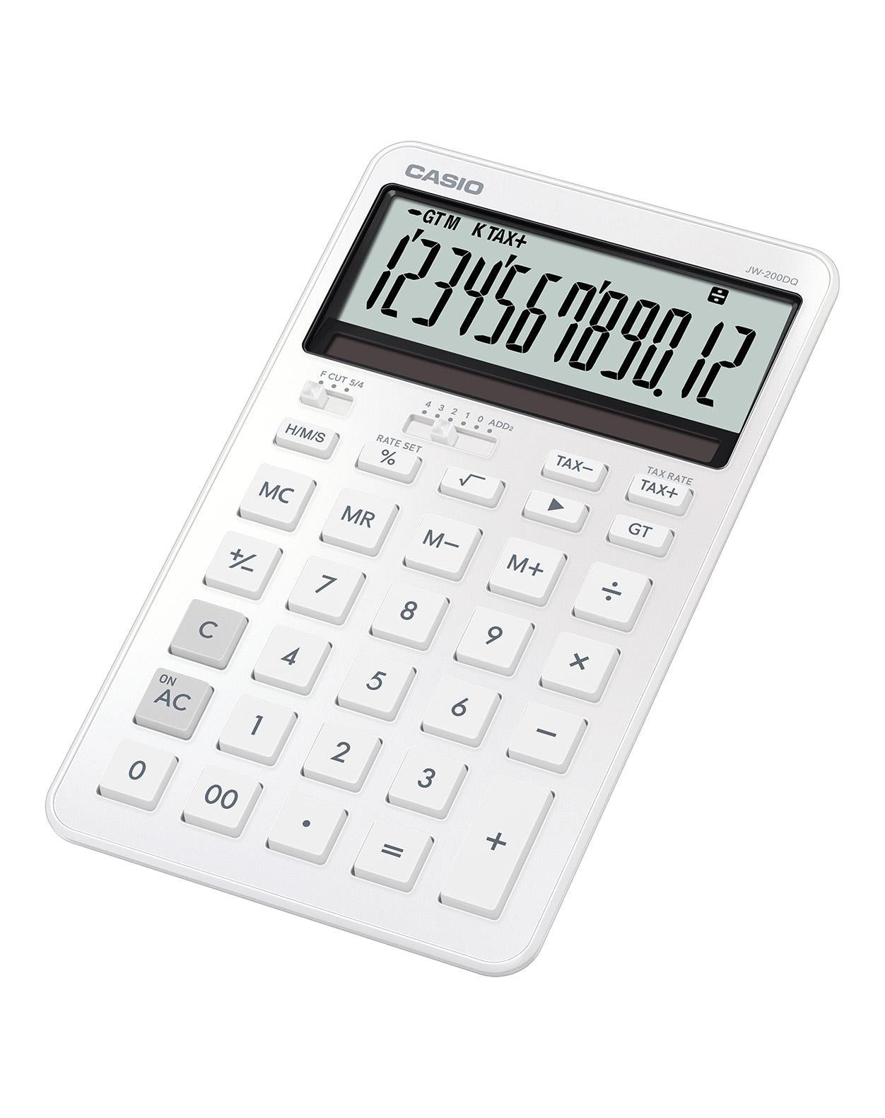 Casio Tischrechner JW-200DQ – 12-stellig – Solar/Batterie – Weiss