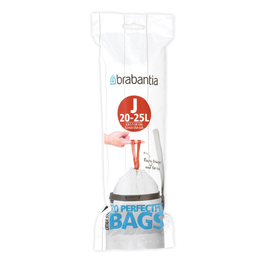 Brabantia Kehrichtsack PerfectFit – 23 l, mit Zugband, HDPE, weiss, 535 × 550 mm, 20 Stk