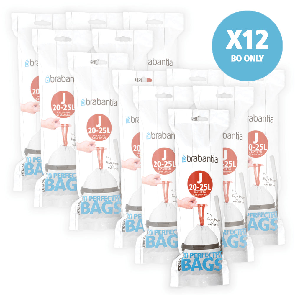 Brabantia Kehrichtsack PerfectFit – 23 l, mit Zugband, HDPE, weiss, 535 × 550 mm, 20 Stk