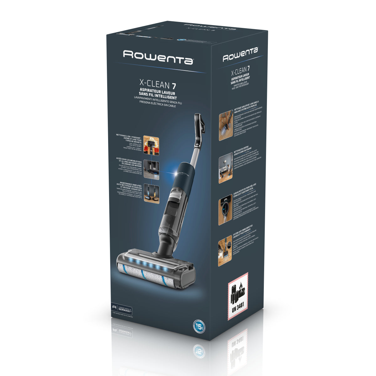 Rowenta Akkustaubsauger X-CLEAN 7 mit Wischfunktion – 50 min, 250 W, Behälter 0,5 l