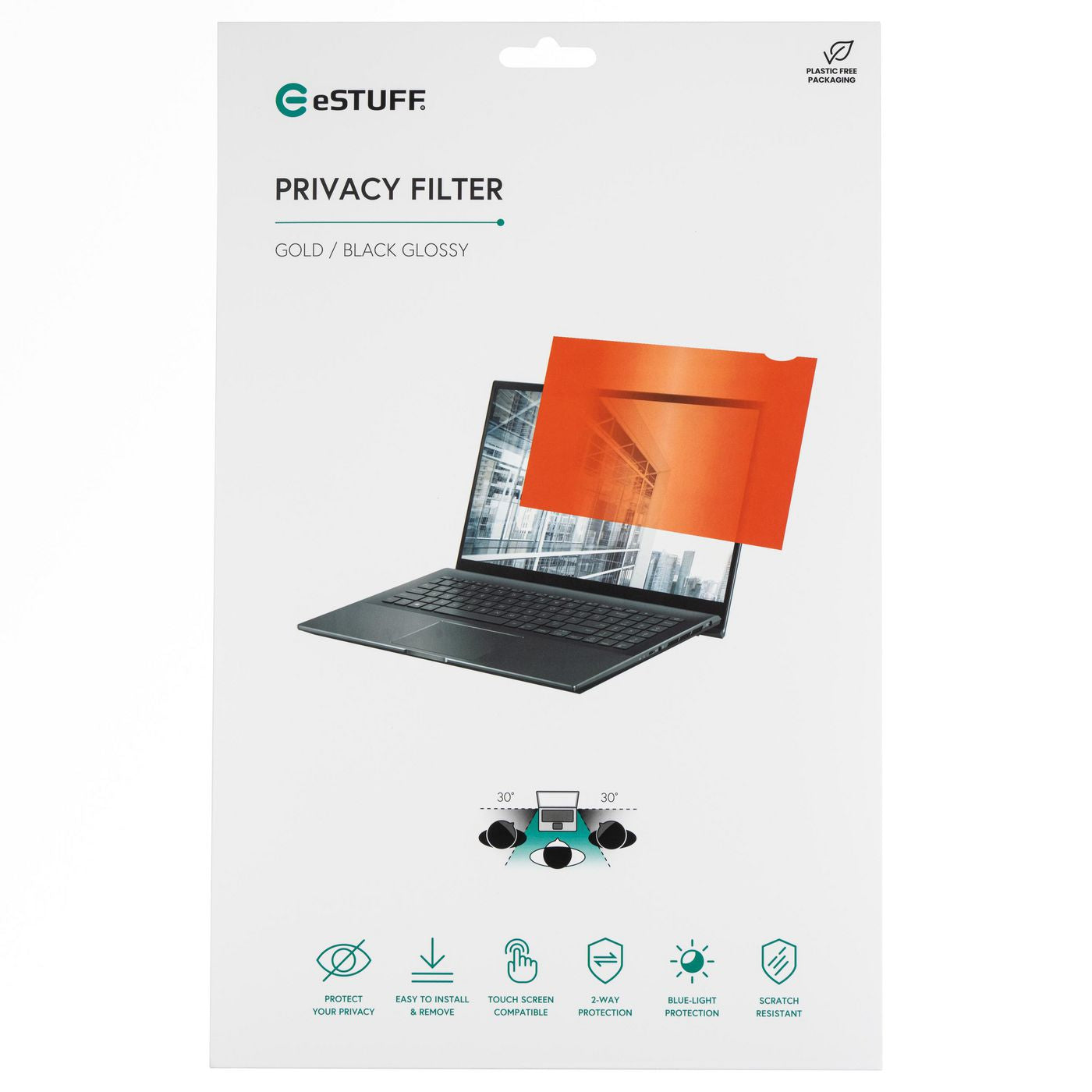eSTUFF Displayschutz für 15,6" (16:9) Laptops – Gold