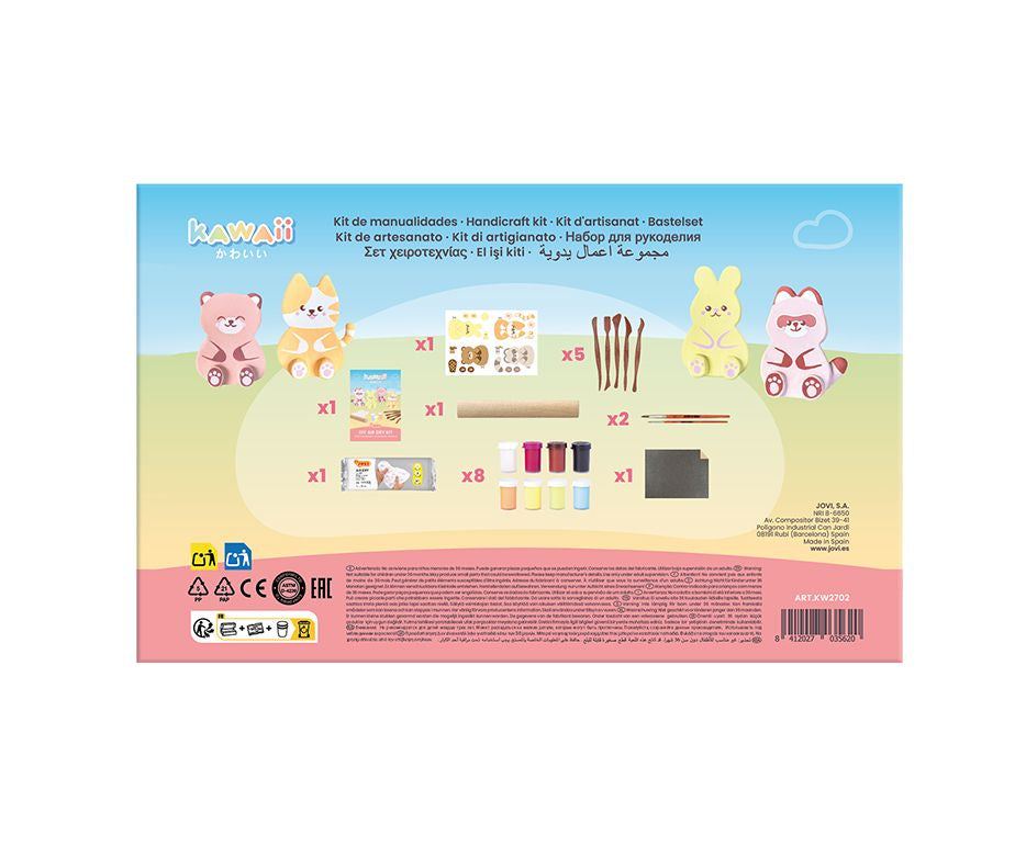 Jovi Kawaii Kreativ – Knete-/Modelliermasse-Set – 500 g – lufthärtend – 8 Farben – ab 6 Jahren