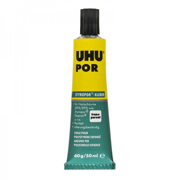 UHU Spezialkleber – 40 g – transparent trocknend, wasserfest – für Styropor