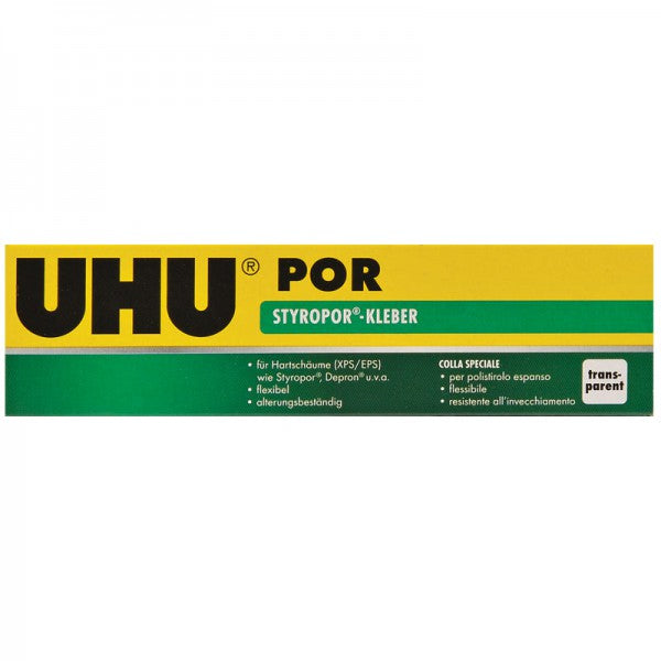 UHU Spezialkleber – 40 g – transparent trocknend, wasserfest – für Styropor