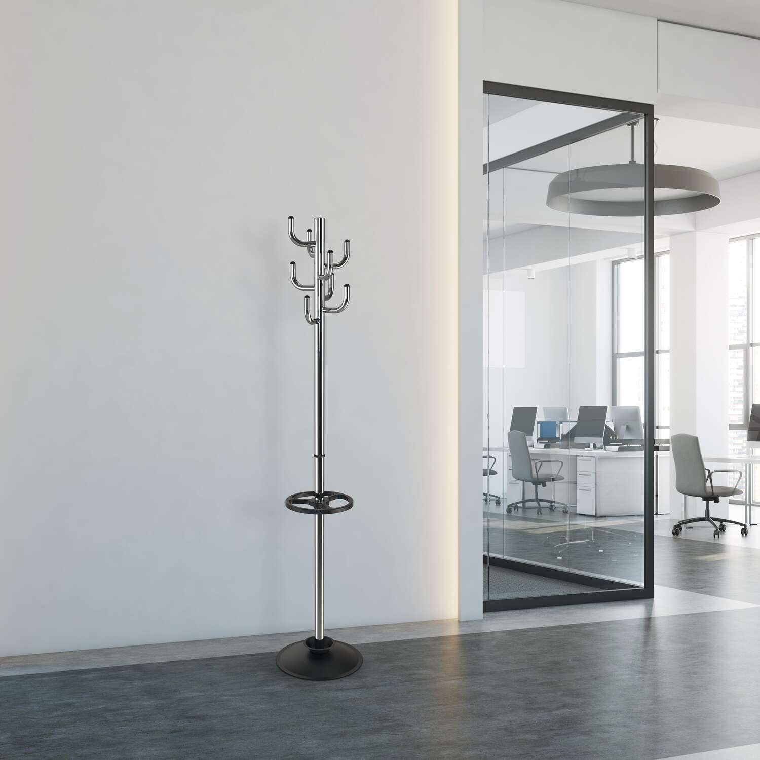 Maul Garderobenständer MAULpolaris – Stahl/Kunststoff, Silber/Schwarz, 177 cm, 8 Haken
