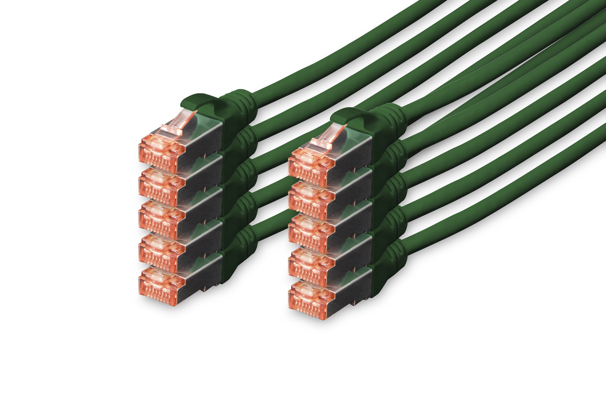 Digitus Patchkabel – Cat6 S/FTP, 2 m, Grün, LSZH, 10er-Set, RJ-45