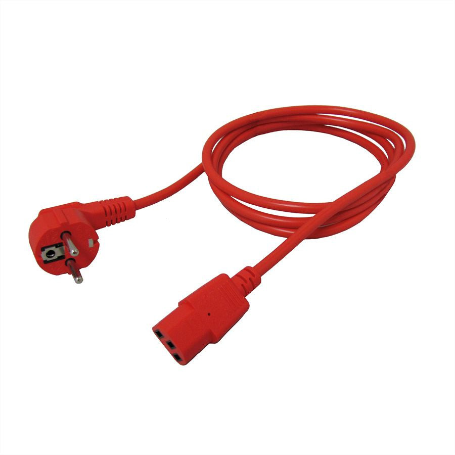 ROLINE Netzkabel – Schuko (CEE 7/7, gewinkelt) – IEC C13 (gerade), 1,8 m, 250 V/10 A, rot