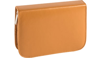 Brunnen Schüleretui, 3 Klappen, gefüllt, braun, Leder, 19,5 × 13,5 × 3,5 cm