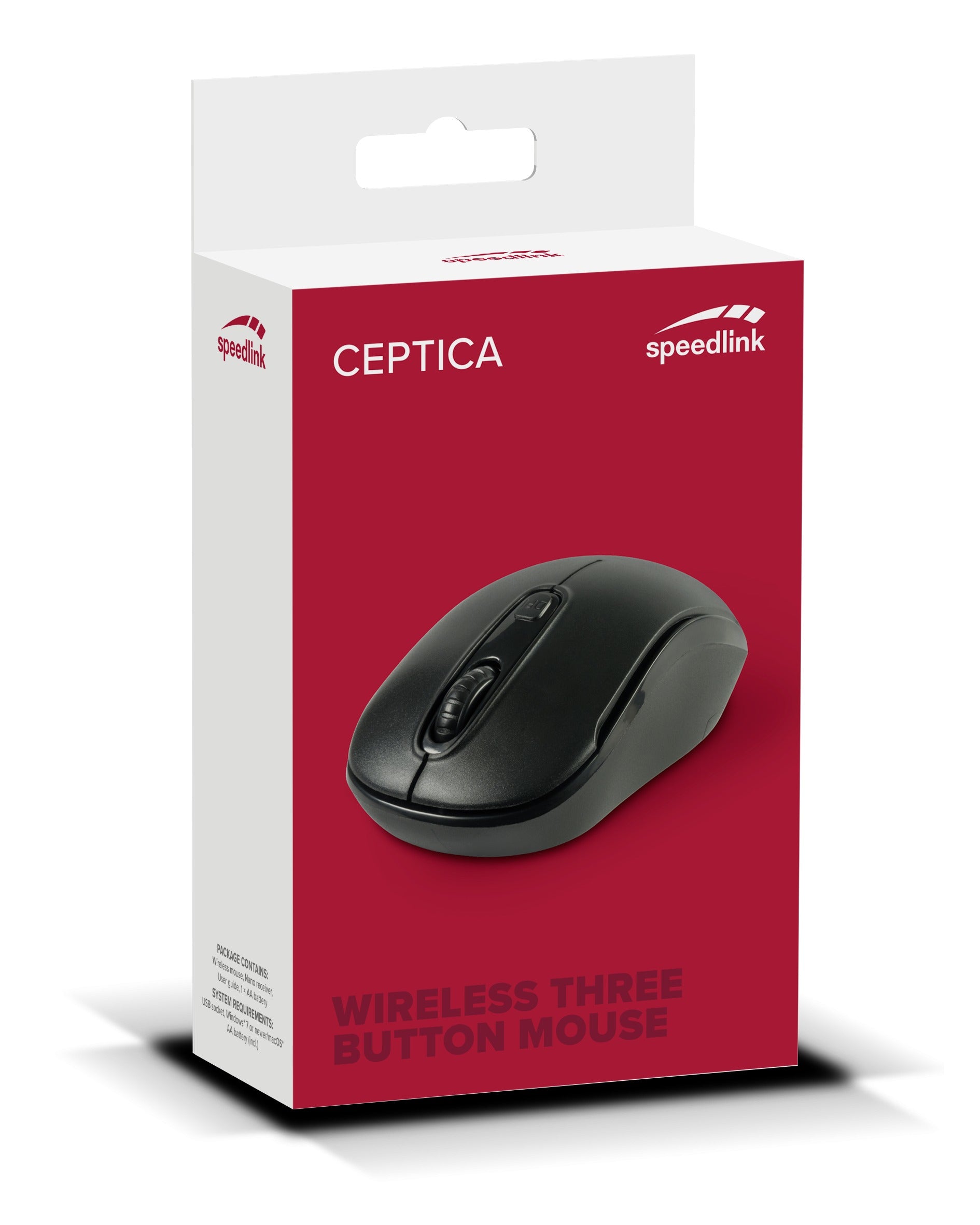 SPEEDLINK Ceptica – Maus – Kabellos (2,4 GHz), 1600 DPI, beidhändig, Schwarz