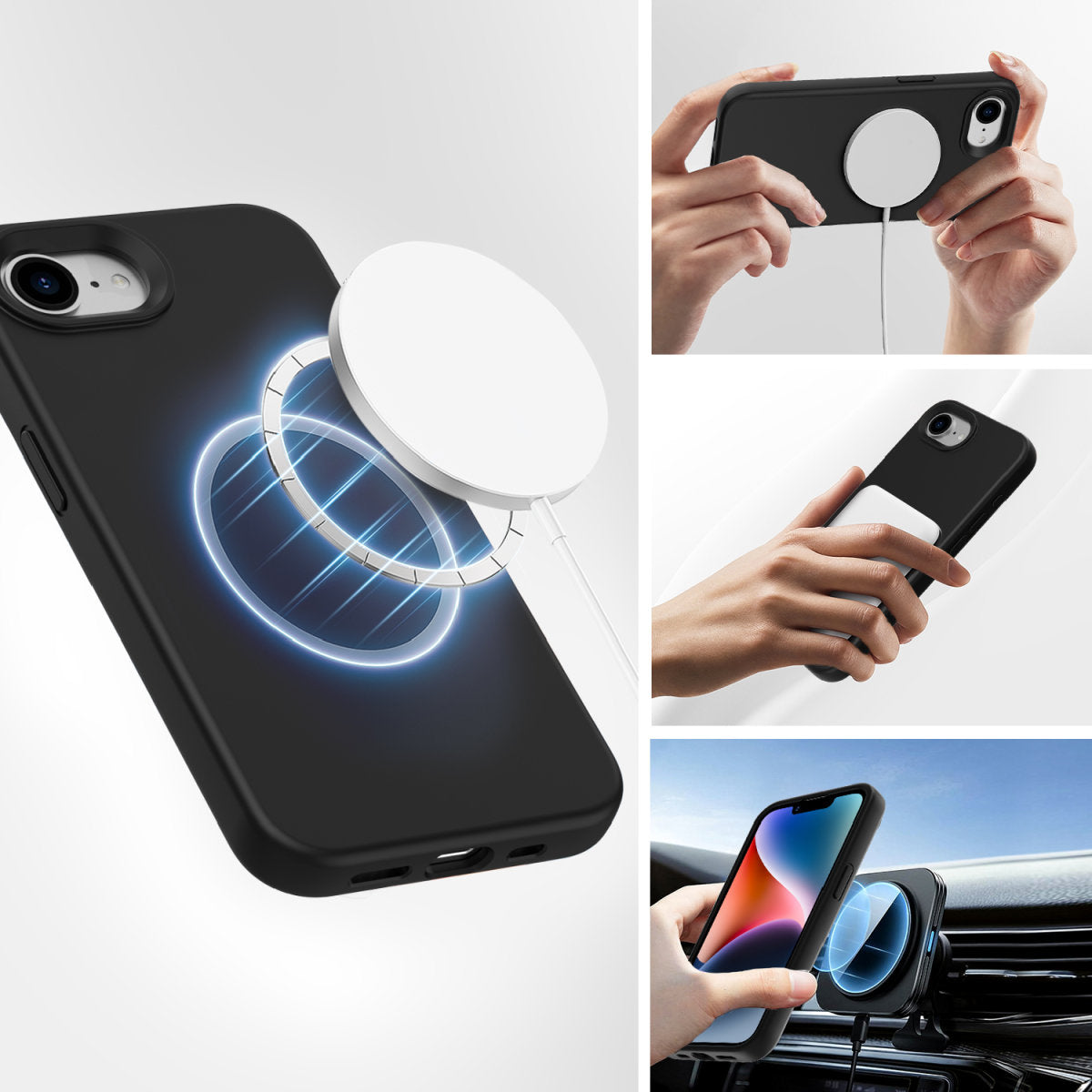 4smarts Cupertino Backcover – für Apple iPhone 16e, MagSafe, Silikon, Schwarz