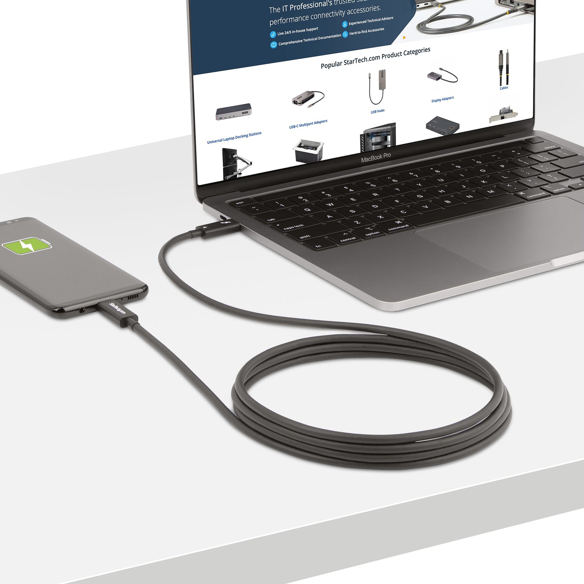 StarTech.com Thunderbolt 4 (USB-C) Kabel – 40 Gbit/s – 2 m – PD 100 W – PVC-Mantel – Schwarz