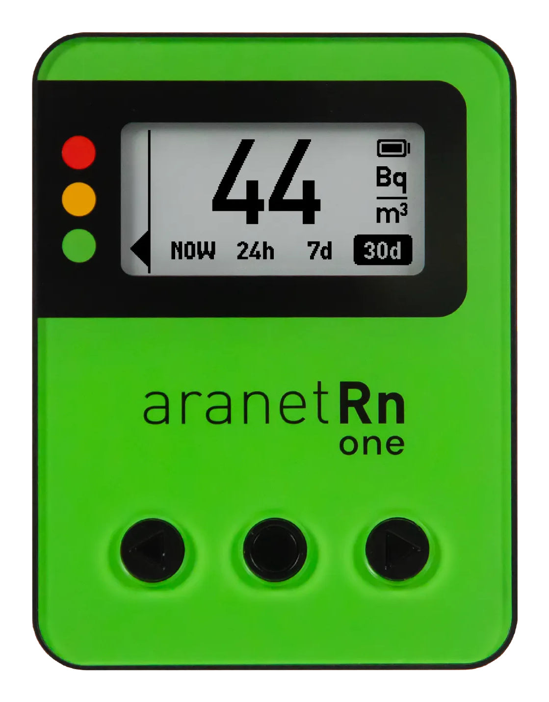 Aranet Radon One – Radondetektor, Bluetooth, E-Ink-Display, 7 Jahre – Schwarz/Grün
