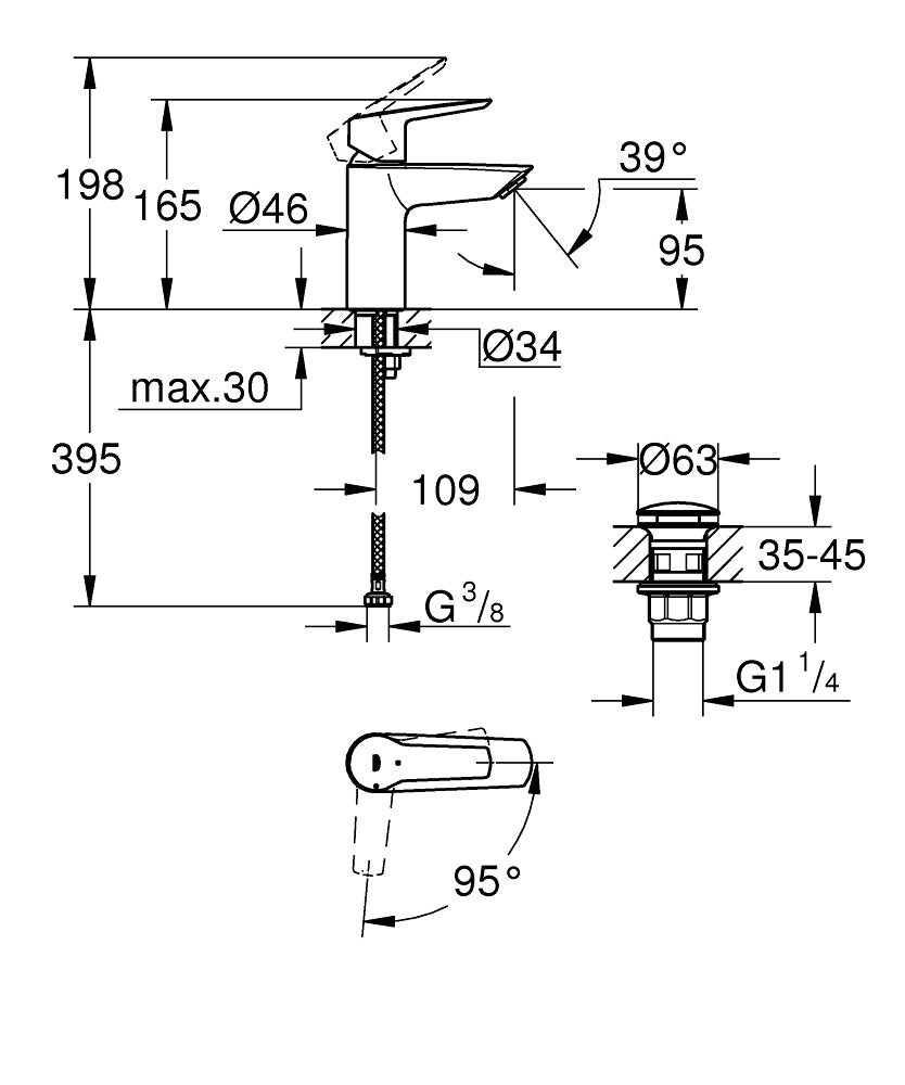 GROHE Badebatterie (Unterputz) Start – Einhebelmischer, Metall, Schwarz matt