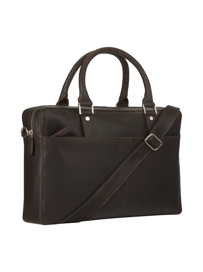 dbramante1928 Notebook-Tasche bis 16" – Vollnarbenleder, abnehmbarer Schultergurt – Braun