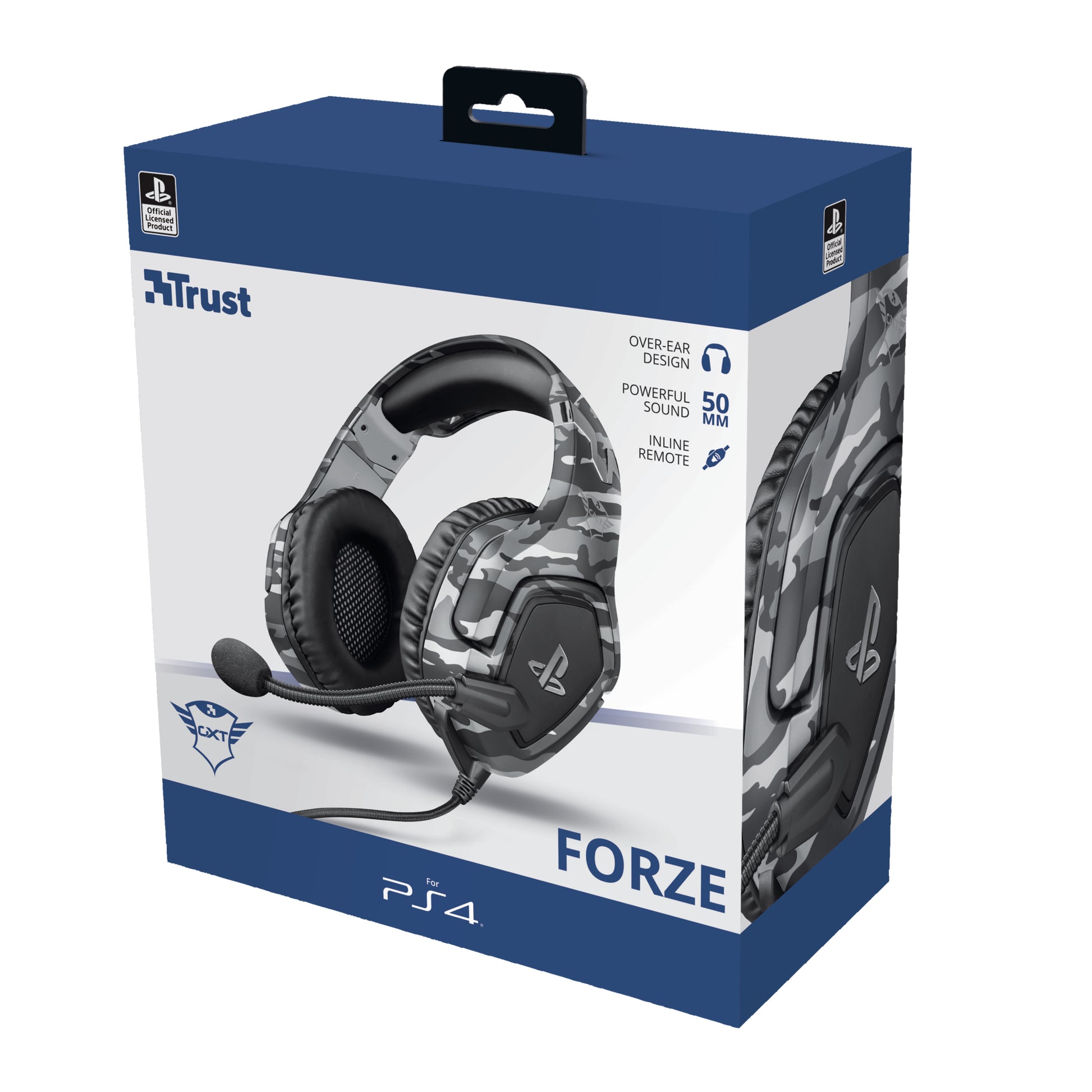 Trust GXT 488 Forze-G Gaming-Headset – Over-Ear, Stereo, Kabelgebunden, 3,5 mm Klinke, für PS4, Grau