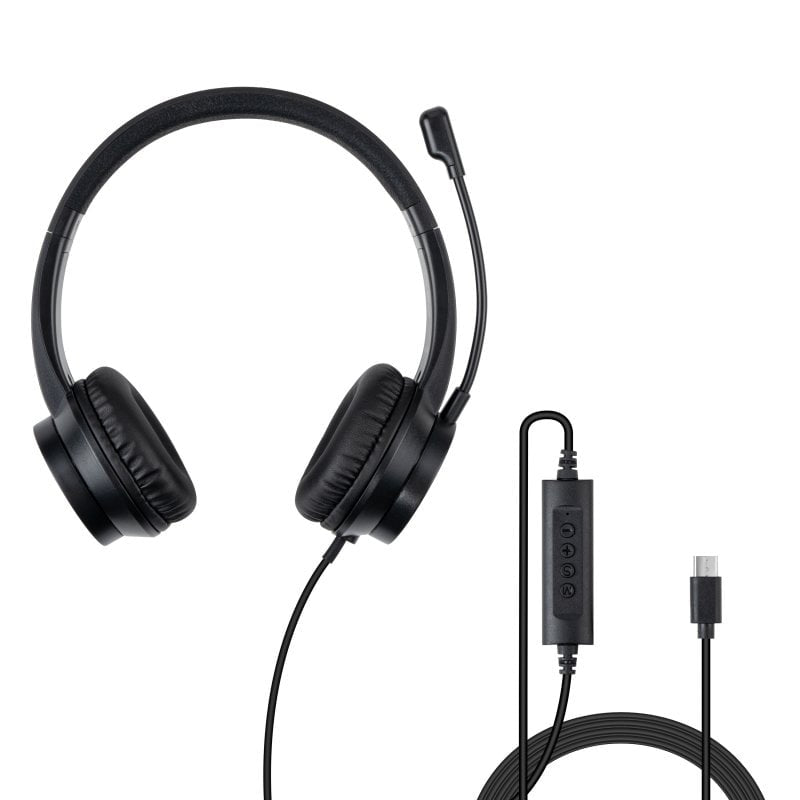 Lindy 20439 Office-Headset – On-Ear, Stereo, Kabel, USB-C, Schwarz
