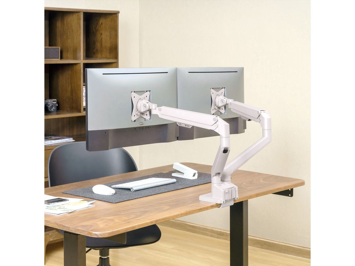 ROLINE LCD-Doppelarm – Monitorarm Tischhalterung – Klemme/Durchführung – 2 Monitore – 17–32"