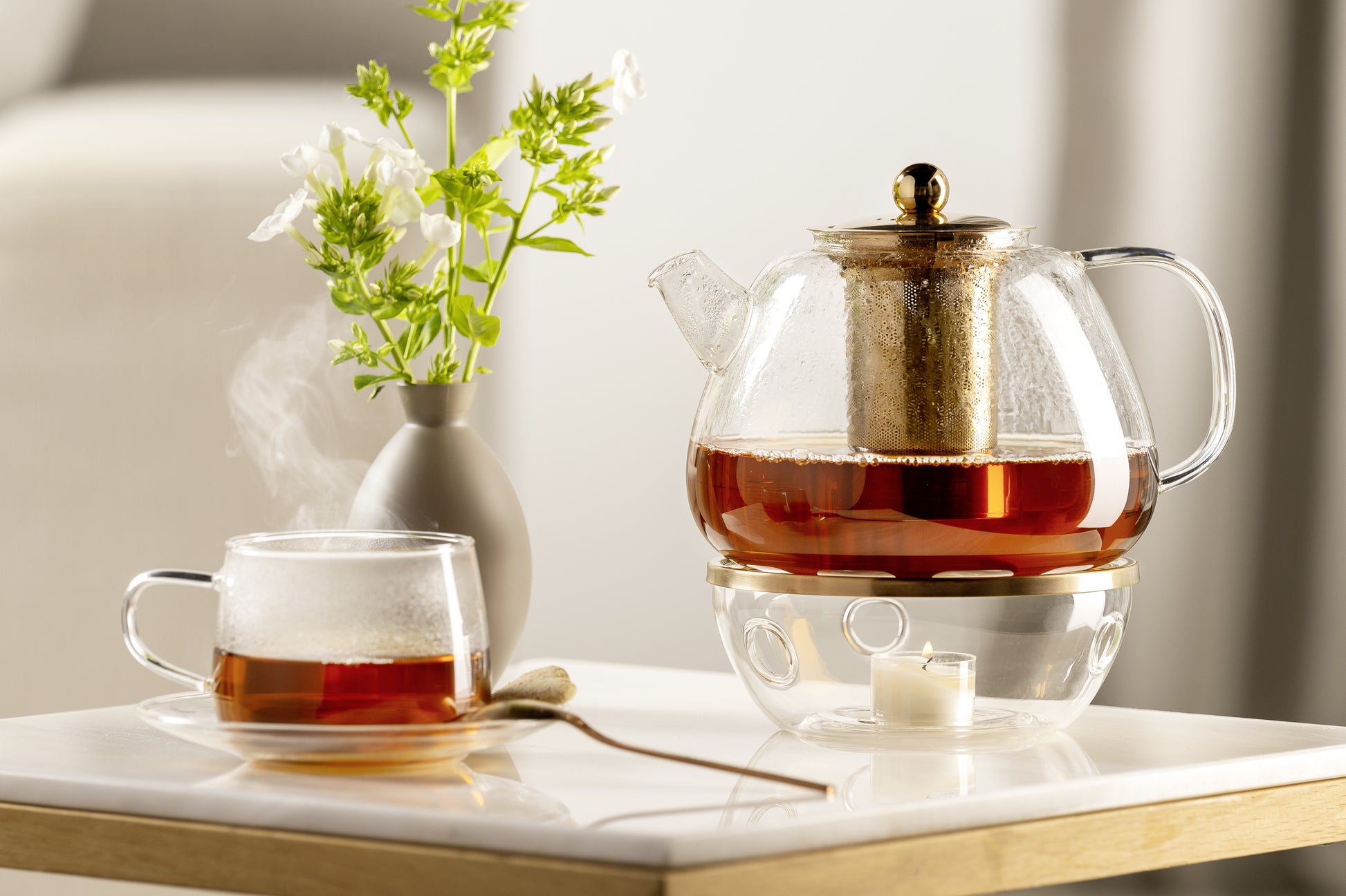 LEONARDO Teekanne – 1,5 l, Borosilikatglas, transparent, abnehmbarer Deckel, mit Teefilter, spülmaschinenfest