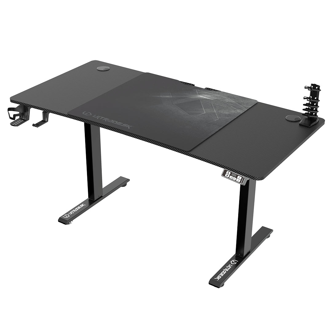 Ultradesk Level V2 Gaming-Tisch – 140 × 68 cm, höhenverstellbar, schwarz, Stahl