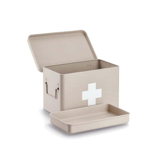 Zeller Present Aufbewahrungsbox (mit Deckel) – Metall – Beige – mit Griff – 195 × 200 × 320 mm