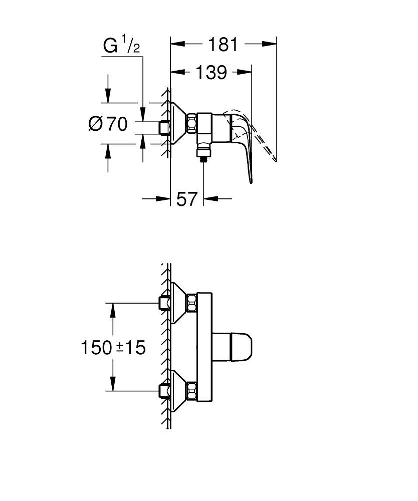 GROHE Swift Unterputz-Badebatterie – Einhebelmischer, Messing, Chrom