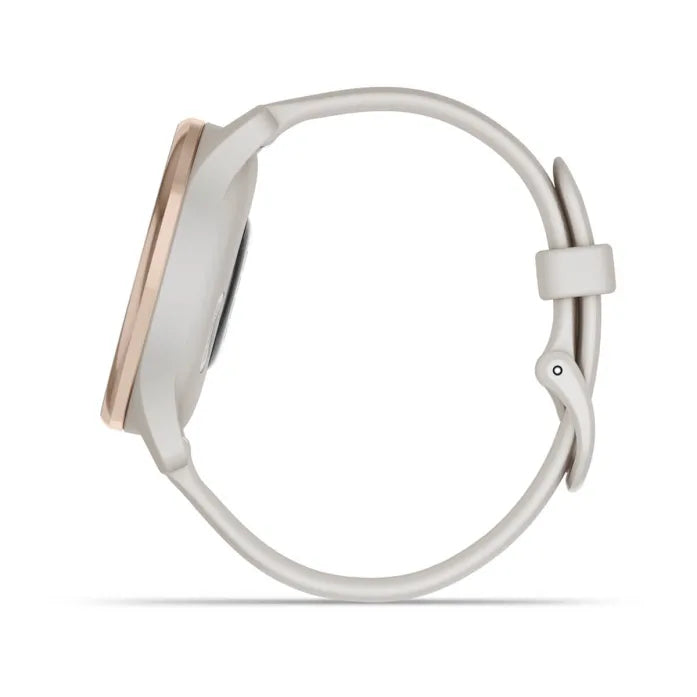 Garmin vivomove Trend – Smartwatch – 40 mm, GPS, Bluetooth, NFC, LCD, 5 ATM, Pfirsichgold, Weiss, Sportarmband