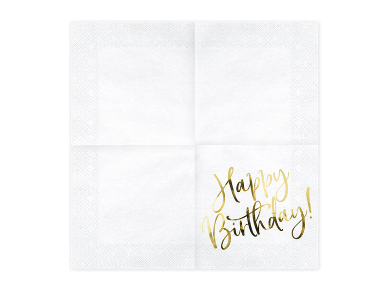PartyDeco Servietten Happy Birthday – mehrfarbig – 33 × 33 cm, 3-lagig – 20 Stück