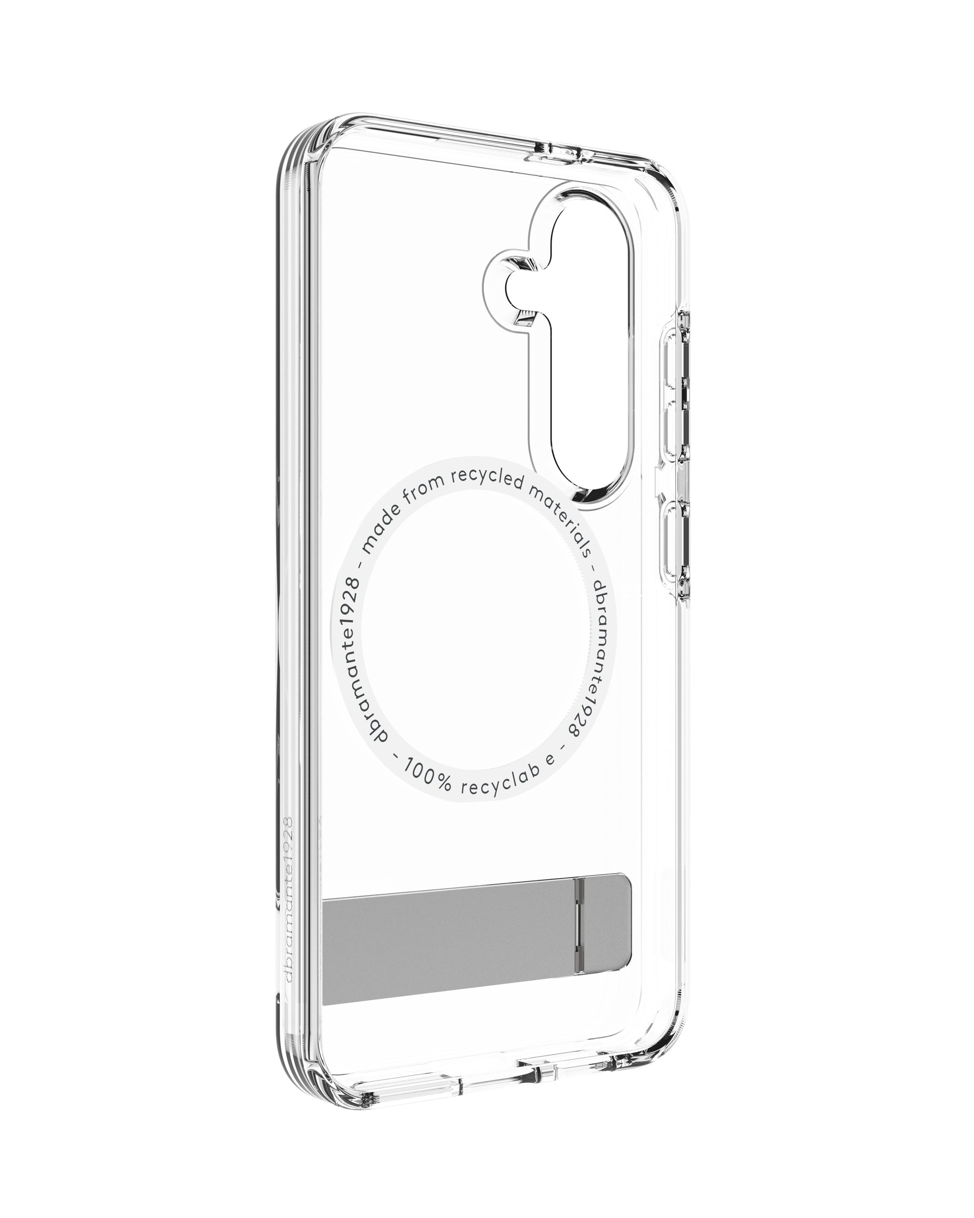 dbramante1928 Iceland Pro Qi2 Kick – Rückcover – für Samsung Galaxy S25, Transparent, bis 3 m Sturzsicher